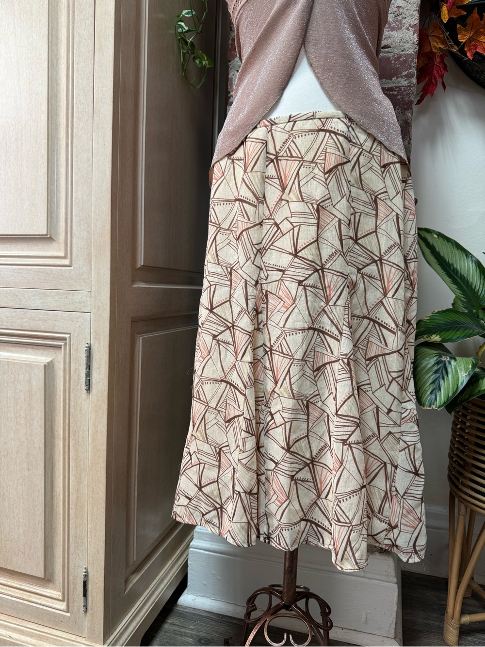 Bohemian flowy midi skirt size L/14 - Picture 2 of 4